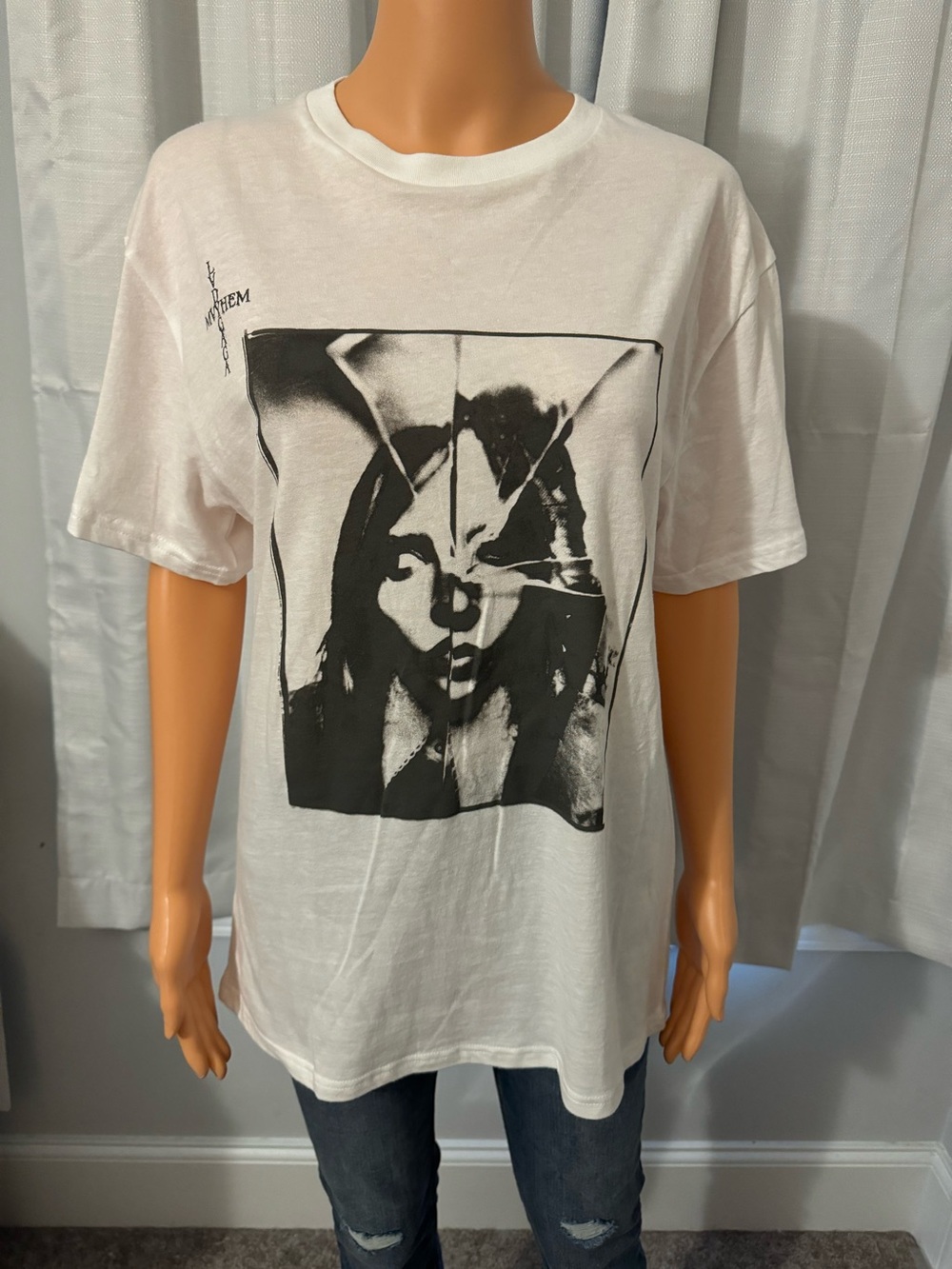 Cool Mayhem Lady Gaga size M white black short sleeve graphic print shirt new